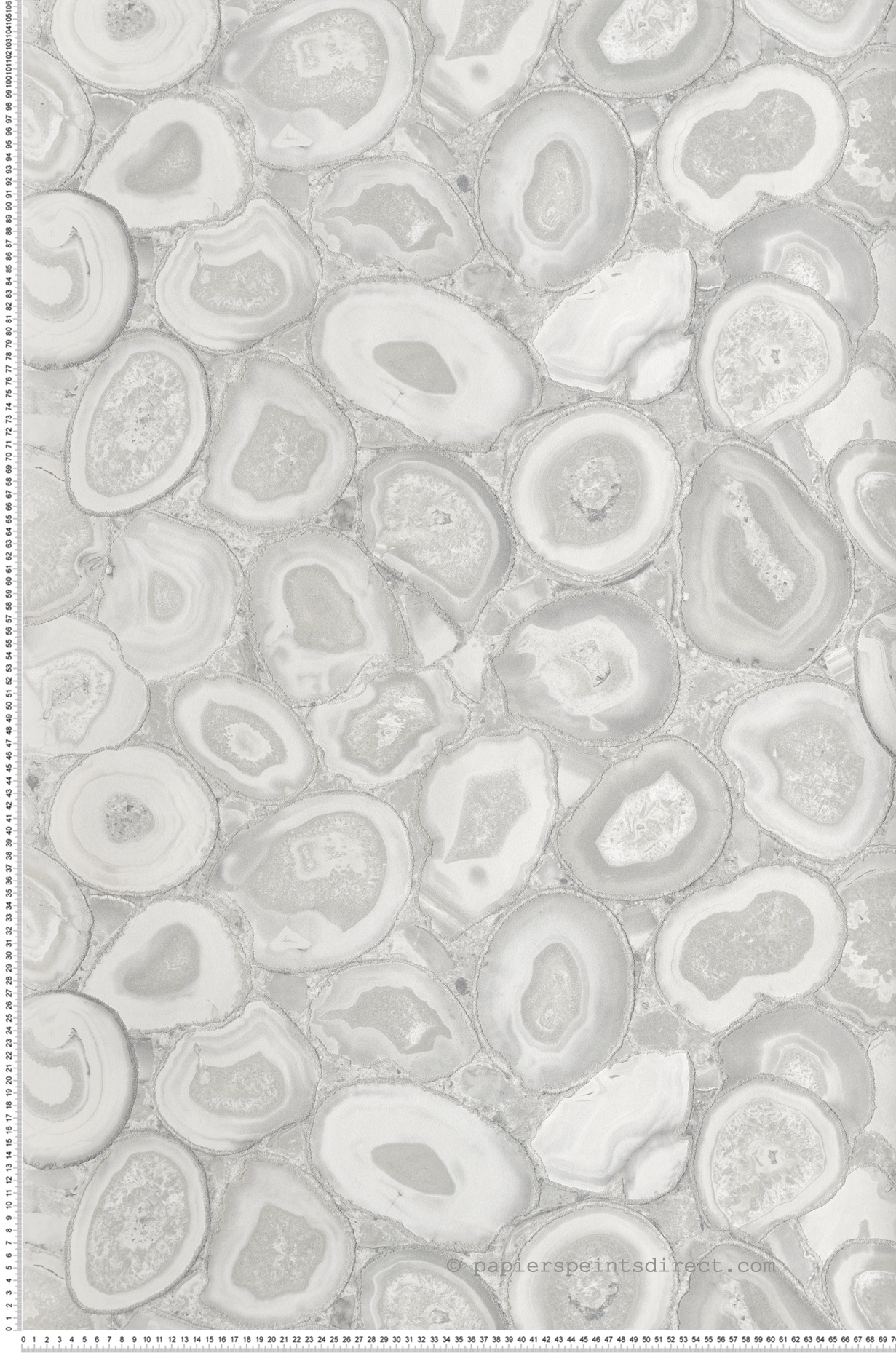 Papier peint Pierre Précieuse Billes de Verre gris clair argenté - Ornata de Montecolino | Réf. MC-51221