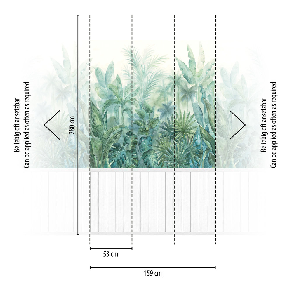 Papier peint panoramique Jungle Soubassement vert - Wallpanel d'A.S. Création AMBR | Réf. AS-398101