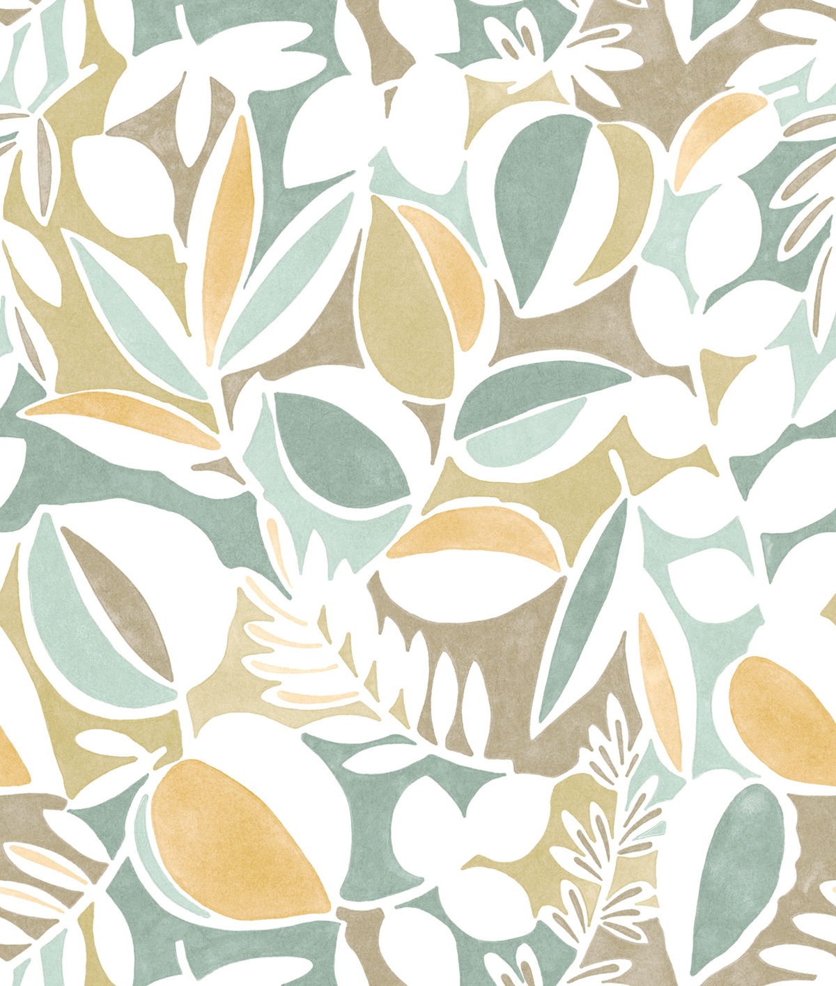 Papier peint panoramique Feuille Place Des Lices Bleu Olive S 210X250 - Echappée Belle de Casadéco | Réf. ECHA89883716