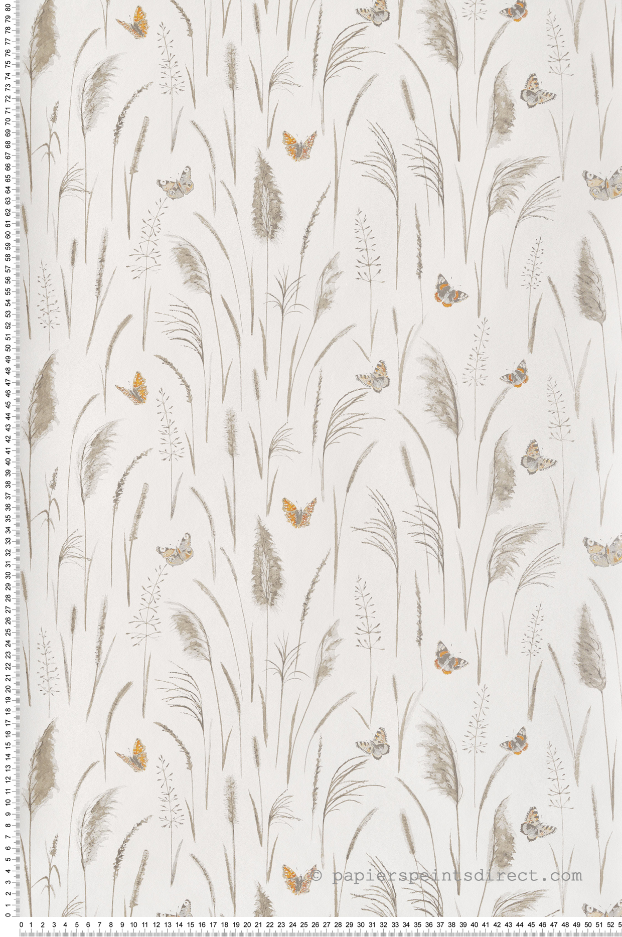 Papier peint Papillon Enchanté blanc cassé métallisé - Demeures de Montecolino | Réf. MC-650416