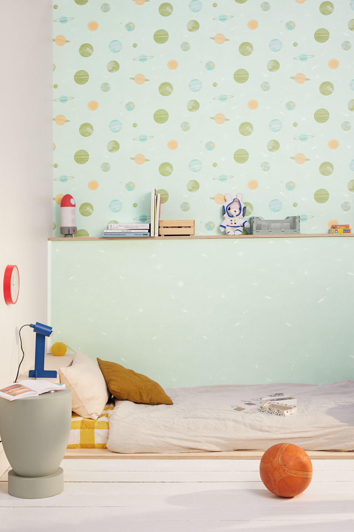 Papier peint Ciel Étoilé vert d'eau phosphoresecent - Les Minis Mondes de Casélio | Réf. MNM105697001