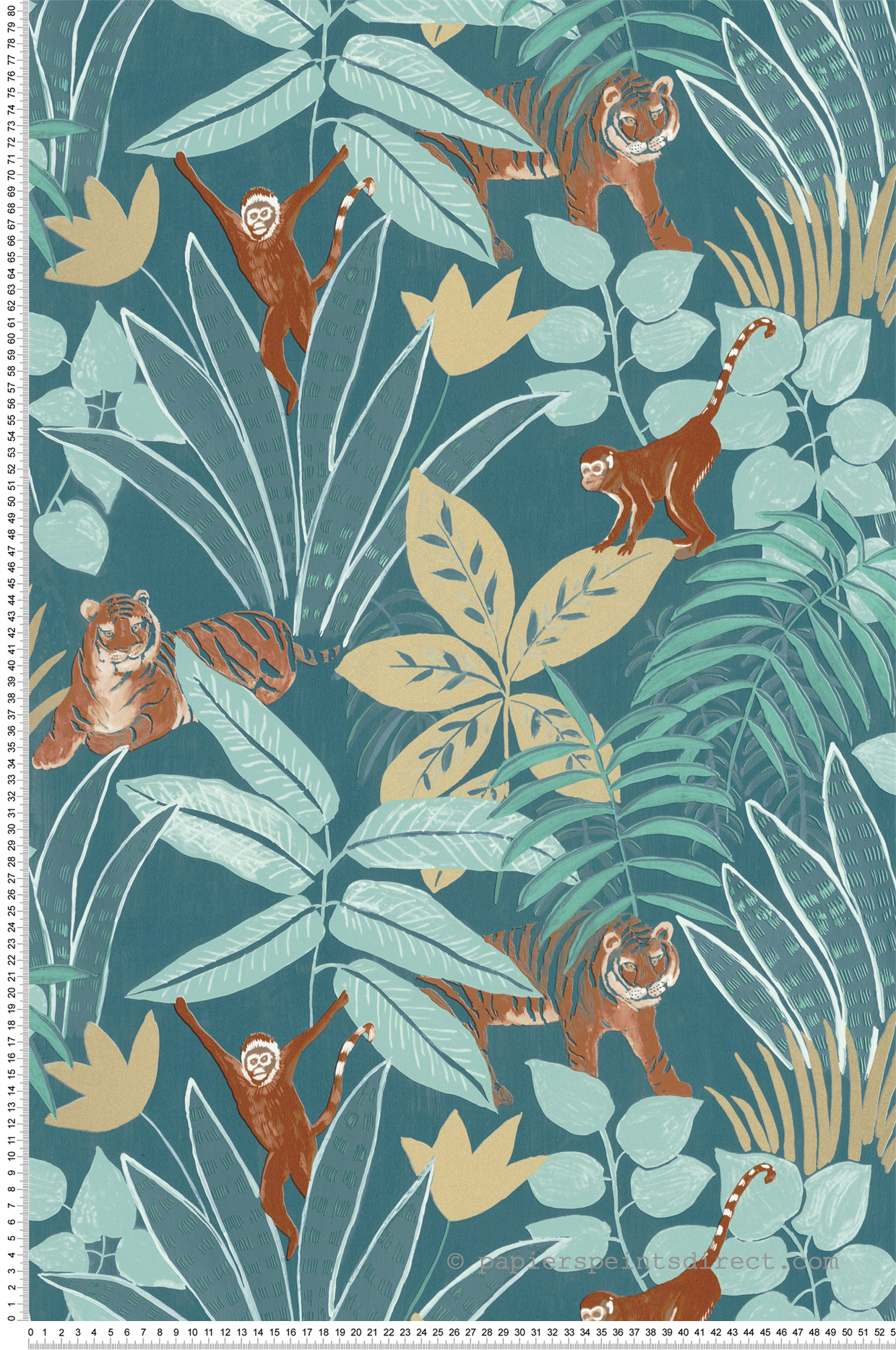 Papier peint Tropical Aventure bleu canard - L'escapade de Casélio | Réf. EPA102316638