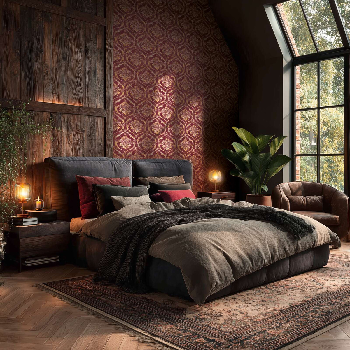 Papier peint Damassé Classique bordeaux - Vibes & Styles d'A.S. Création | Réf. AS-790193