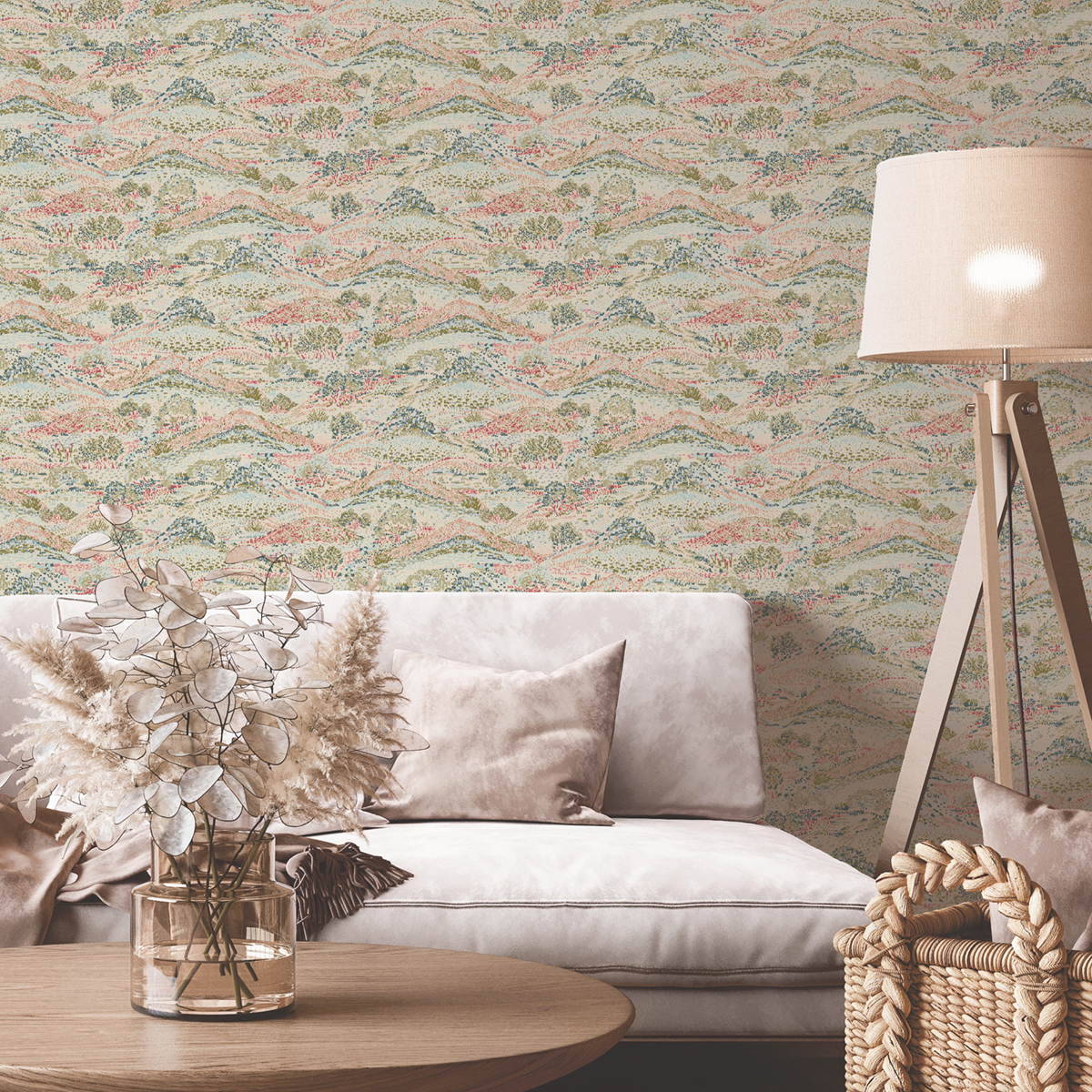 Papier peint Colline Pois rouge beige vert - Séjours & Chambres de Lutèce | Réf. LTC-51224407