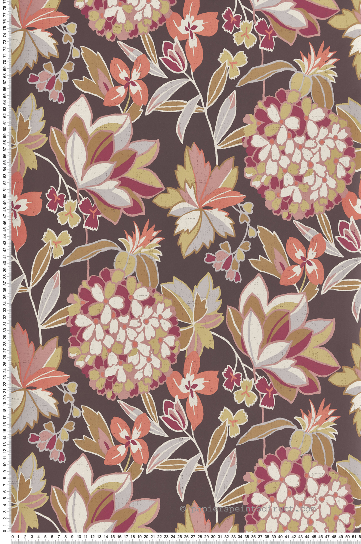 Papier peint Floral Valdivian marron prune - Harmony de Lutèce | Réf. LTC-FD27225