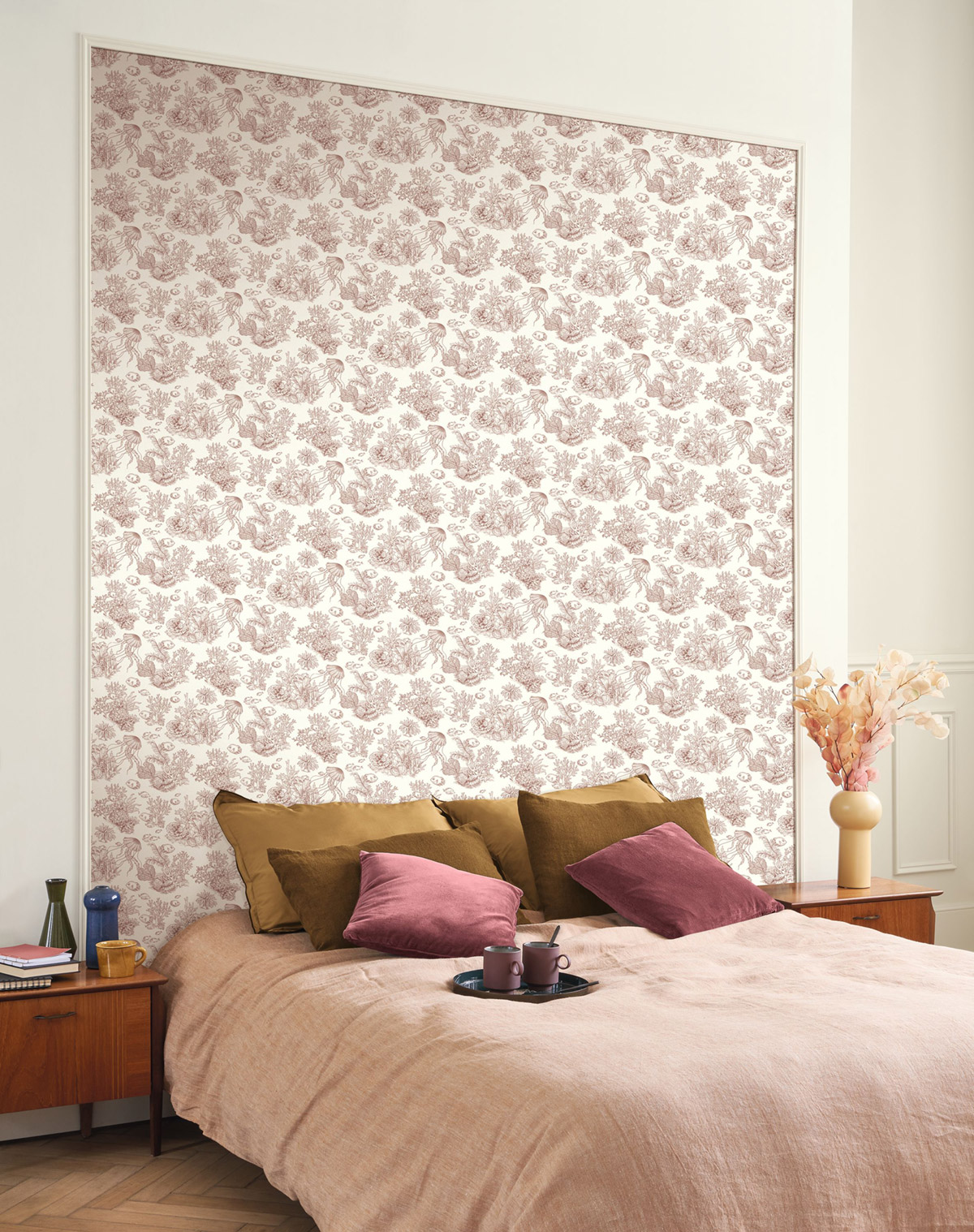 Papier peint Toile de Jouy Marin Côte Sauvage rouge - Seaside de Casadéco | Réf. SEAS201478338