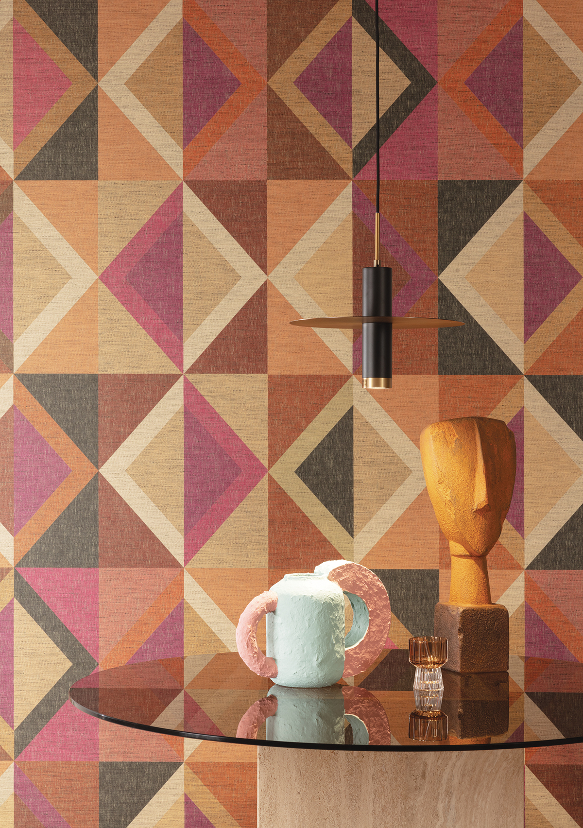 Papier peint panoramique Géométrique Lunca magenta - A et B H260 - Joy de Masureel | Réf. MAS-DGJOY404X-260