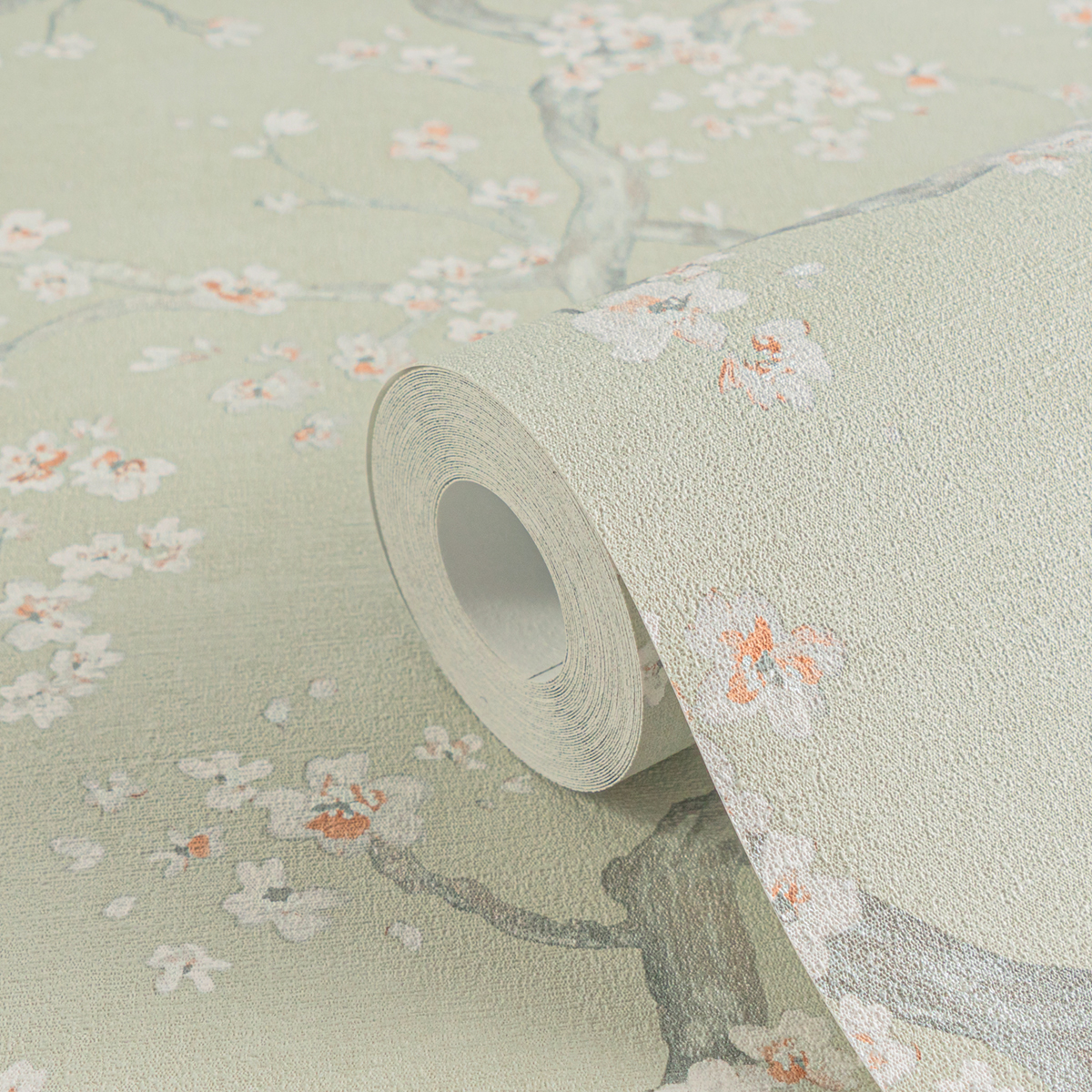 Papier peint Fleur Cerisier Métallisé vert de gris - Metropolitan Stories 4 Hot Spots d'A.S. Création AMB5| Réf. AS-781991