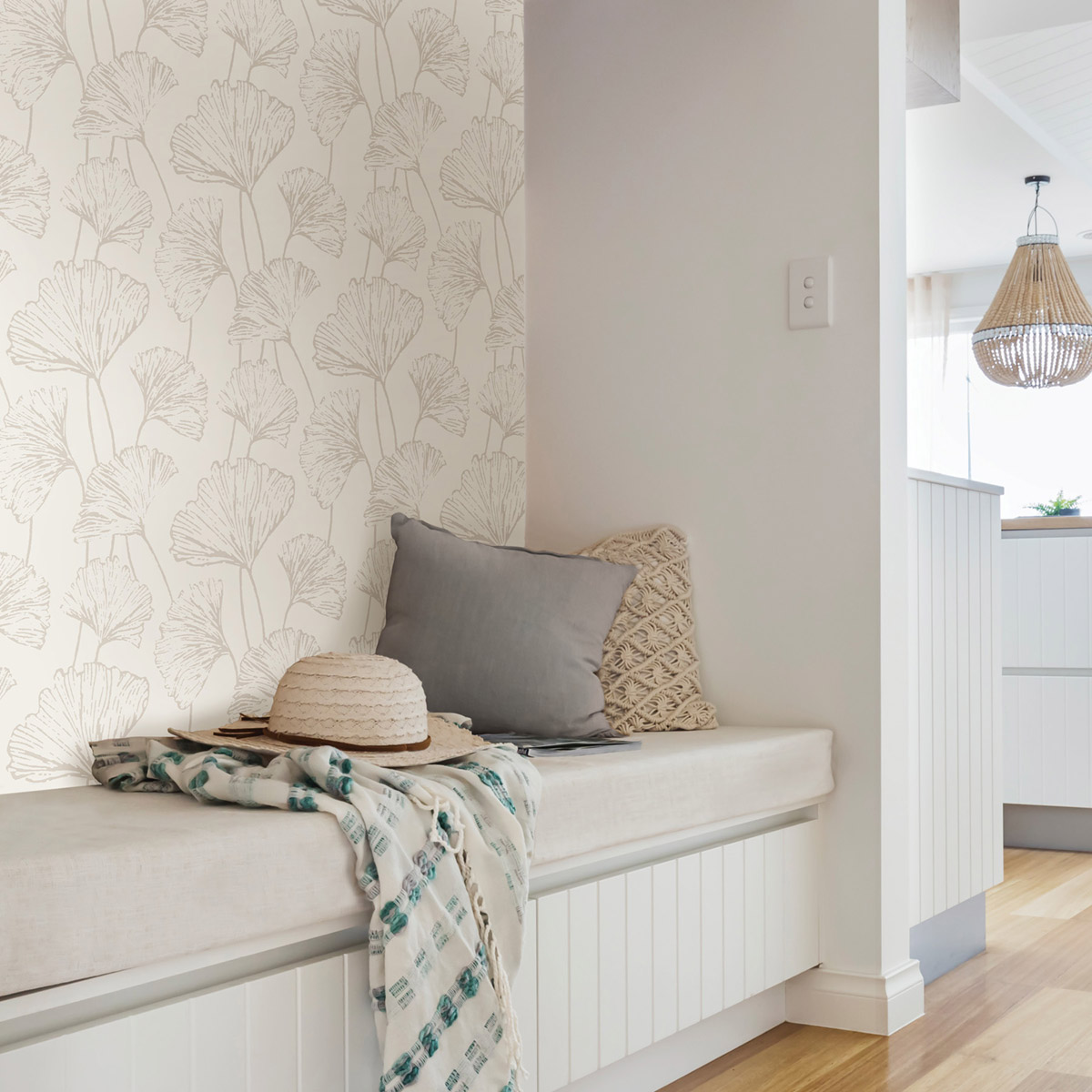 Papier peint adhésif Feuille Ginkgo argenté - Les Adhésifs de Lutèce | Réf. LTC-NUS3578