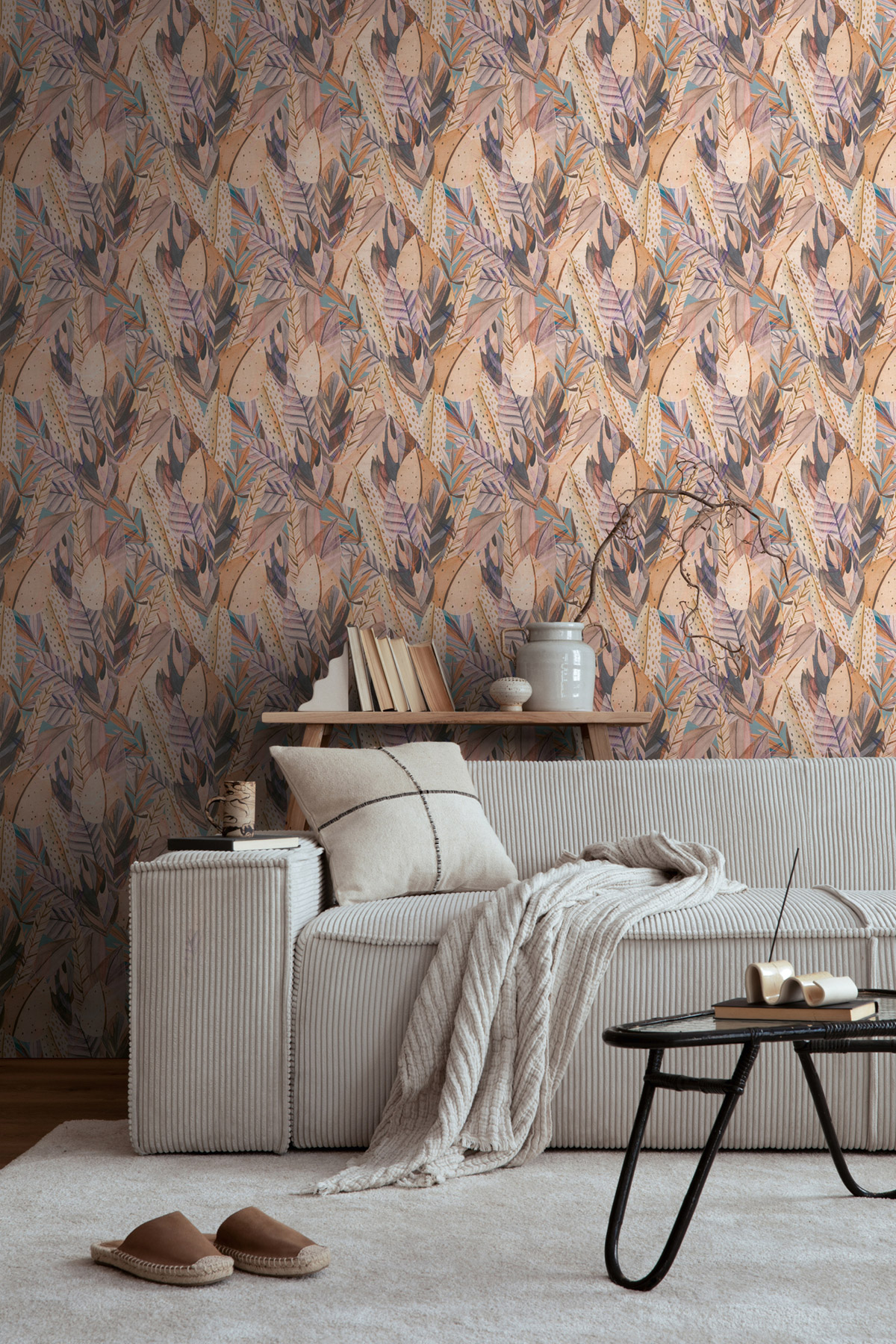 Papier peint Feuillage Ethnique beige parme - Anna D'Andrea d'A.S. Création | Réf. AS-782202