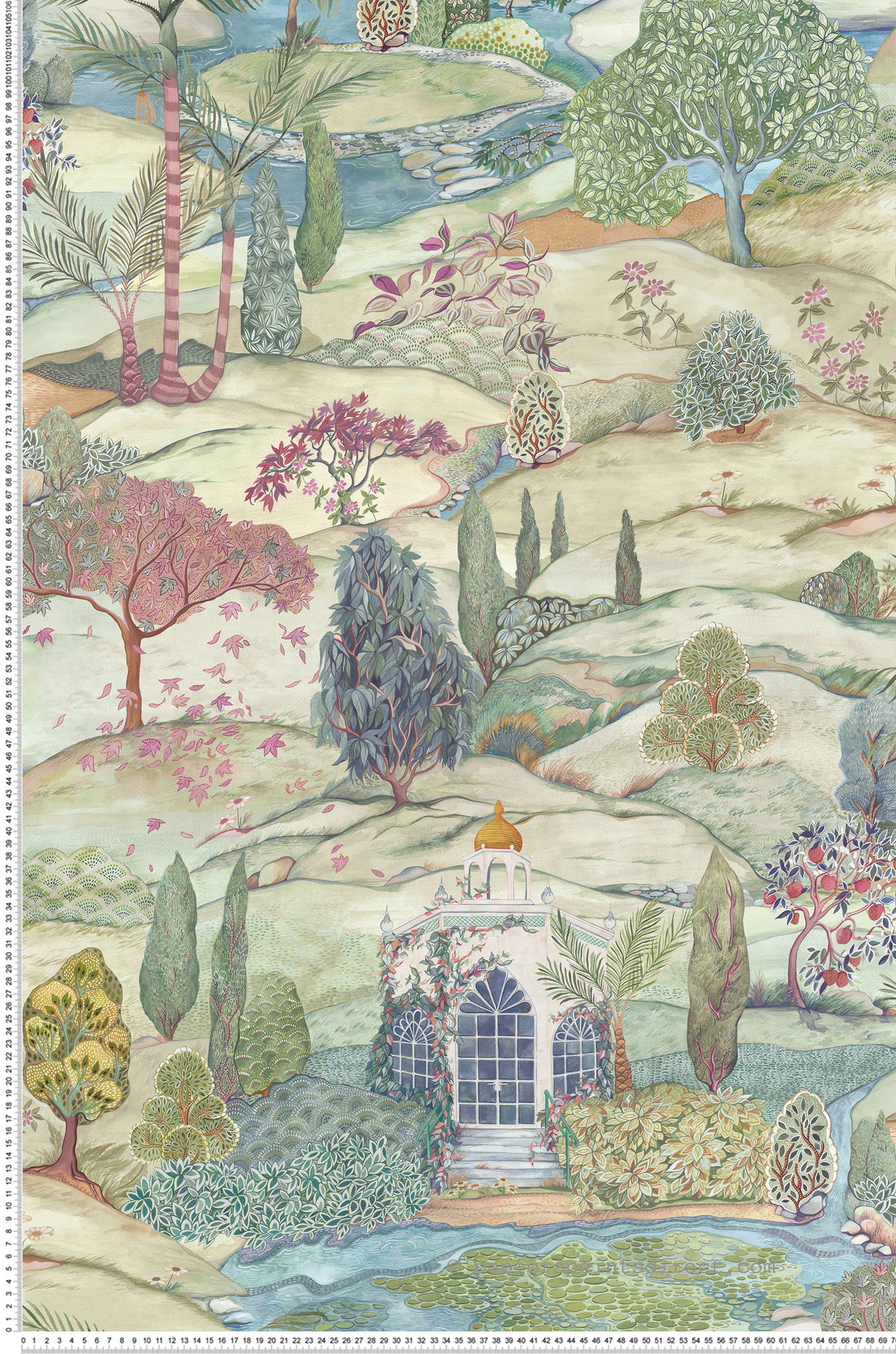 Papier peint Jardin Indien Lodhi vert - Byzance d'Osborne & Little | Réf. OSB-W7900-01