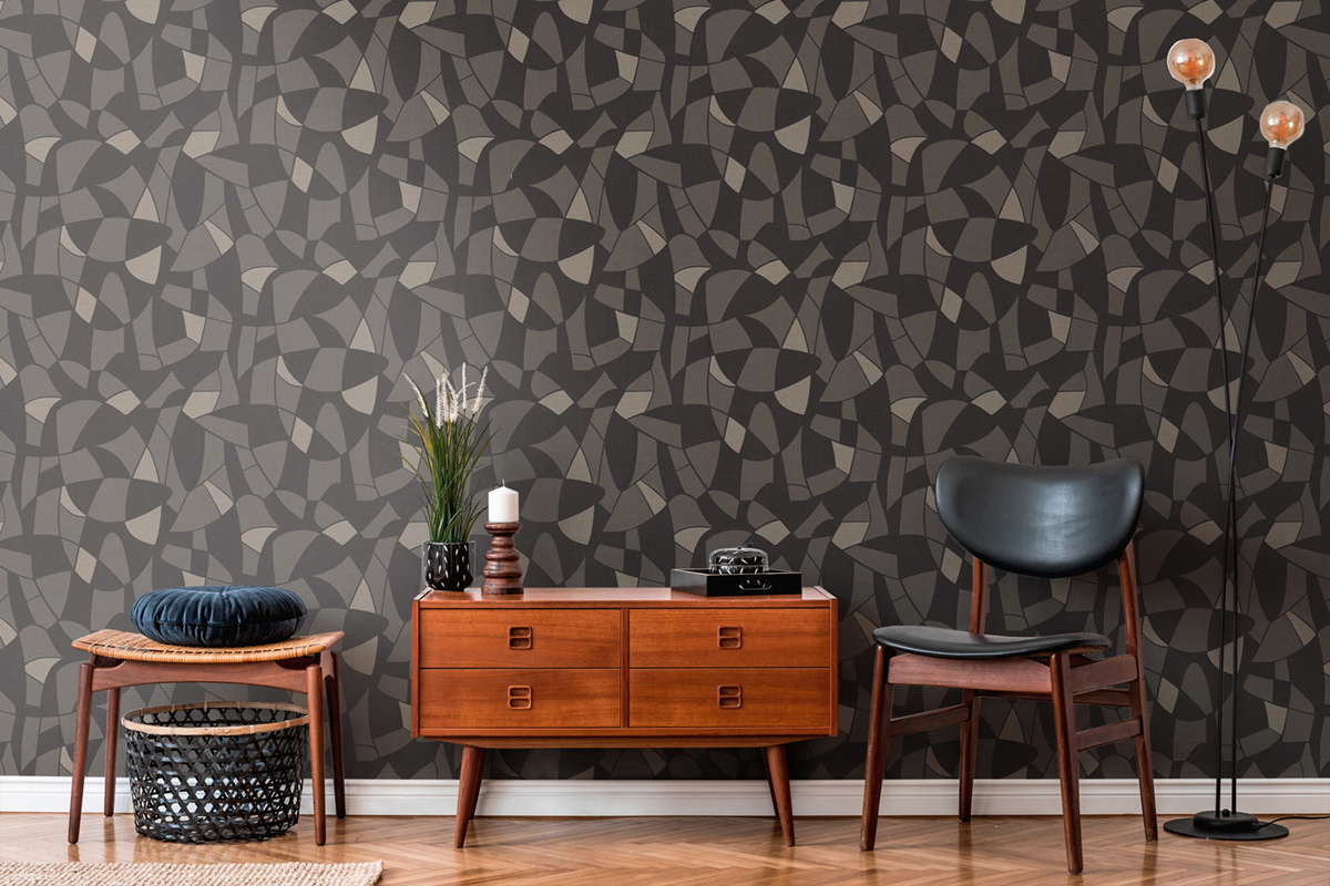 Papier peint Graphique Art Glas noir gris - Antigua d'A.S. Création | Réf. SP15941