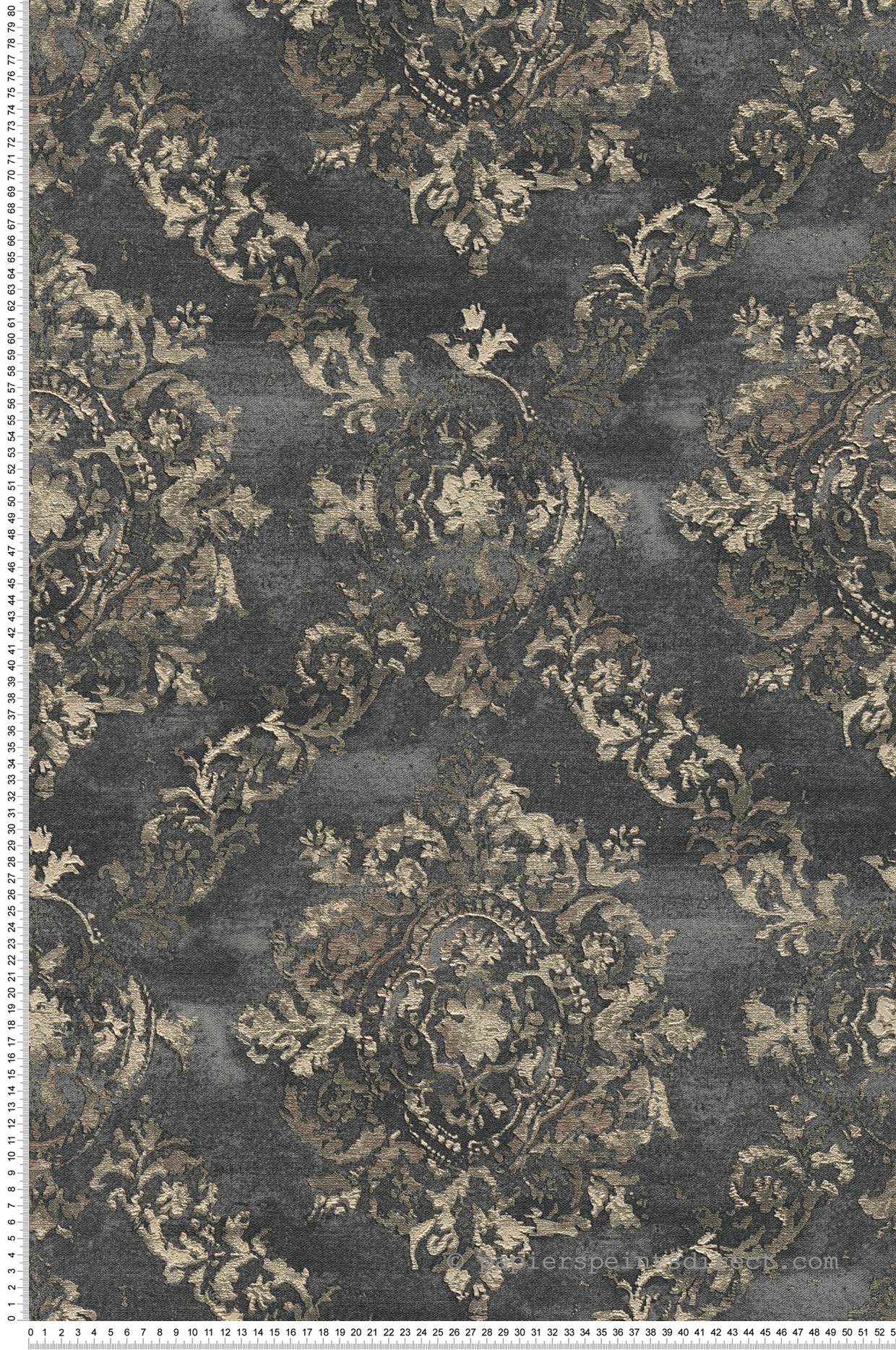 Papier peint Baroque Damassé noir, doré et pailleté - My Home My Spa d'A.S. Création | Réf. SP15896