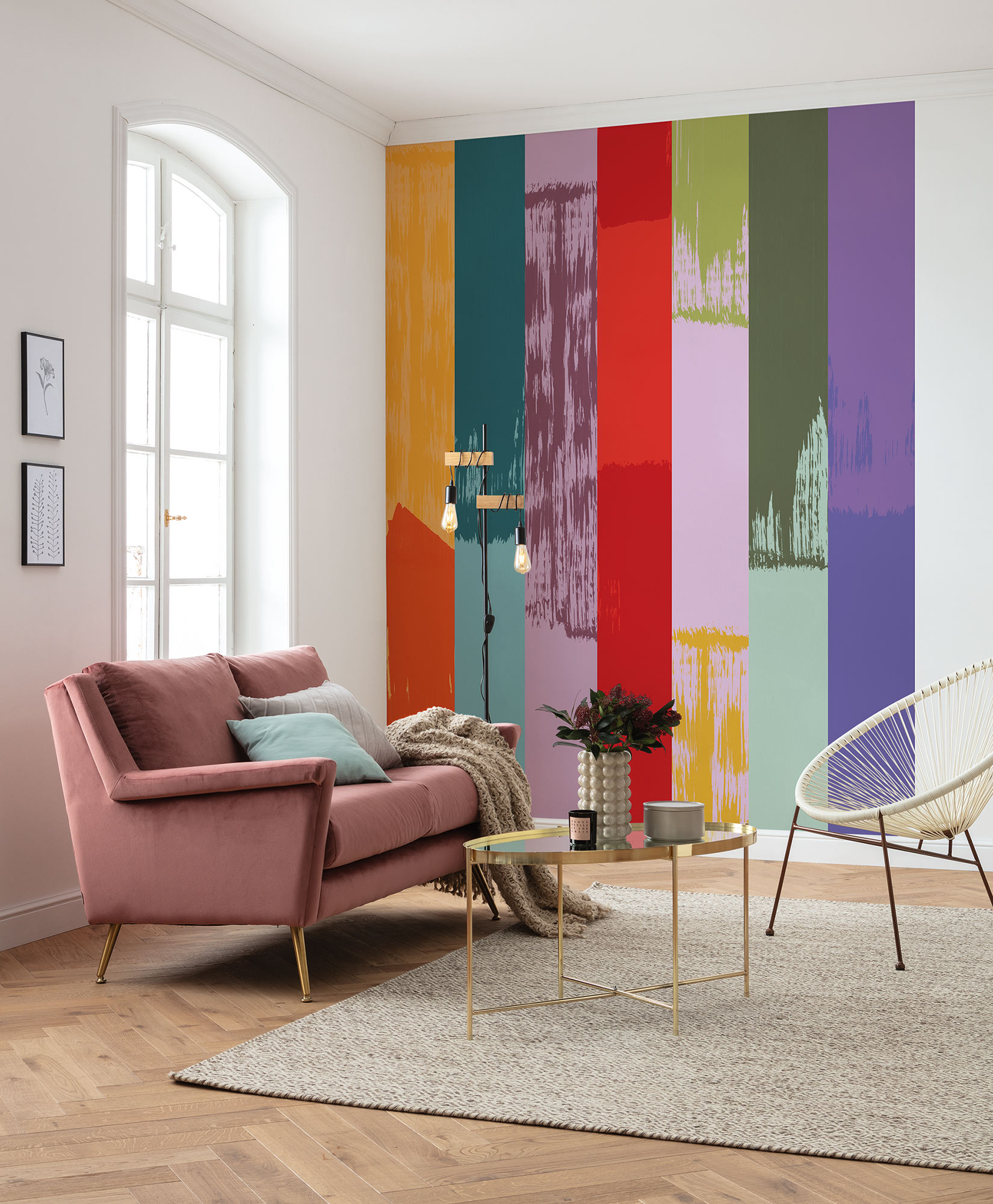 Papier peint panoramique Rayures Abstrait Fehlfarben - Papier peint Komar Flair