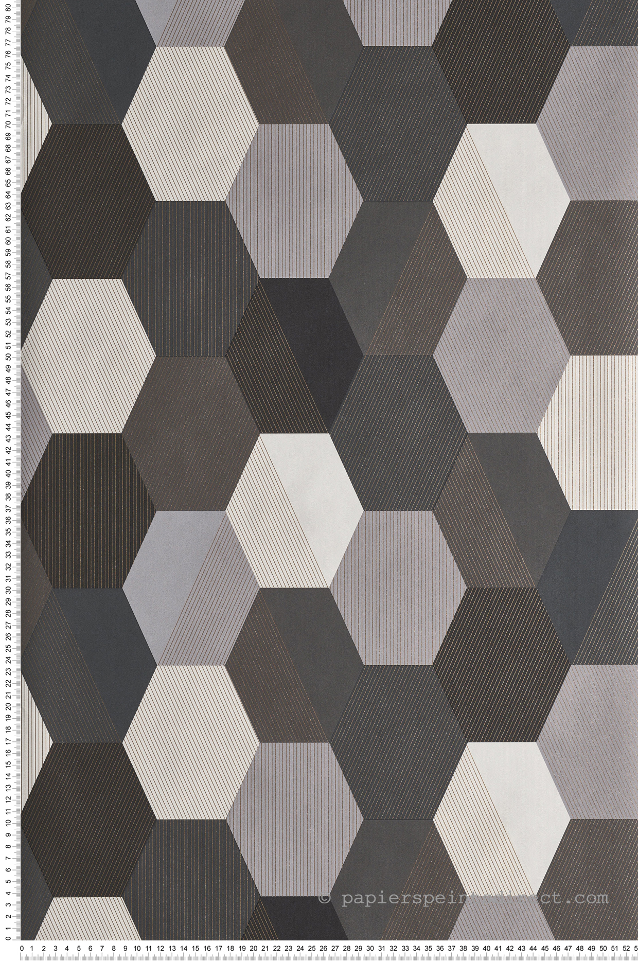 Papier peint Hexagone gris/noir/or - Moonlight de Casélio | Réf. MLG100109023