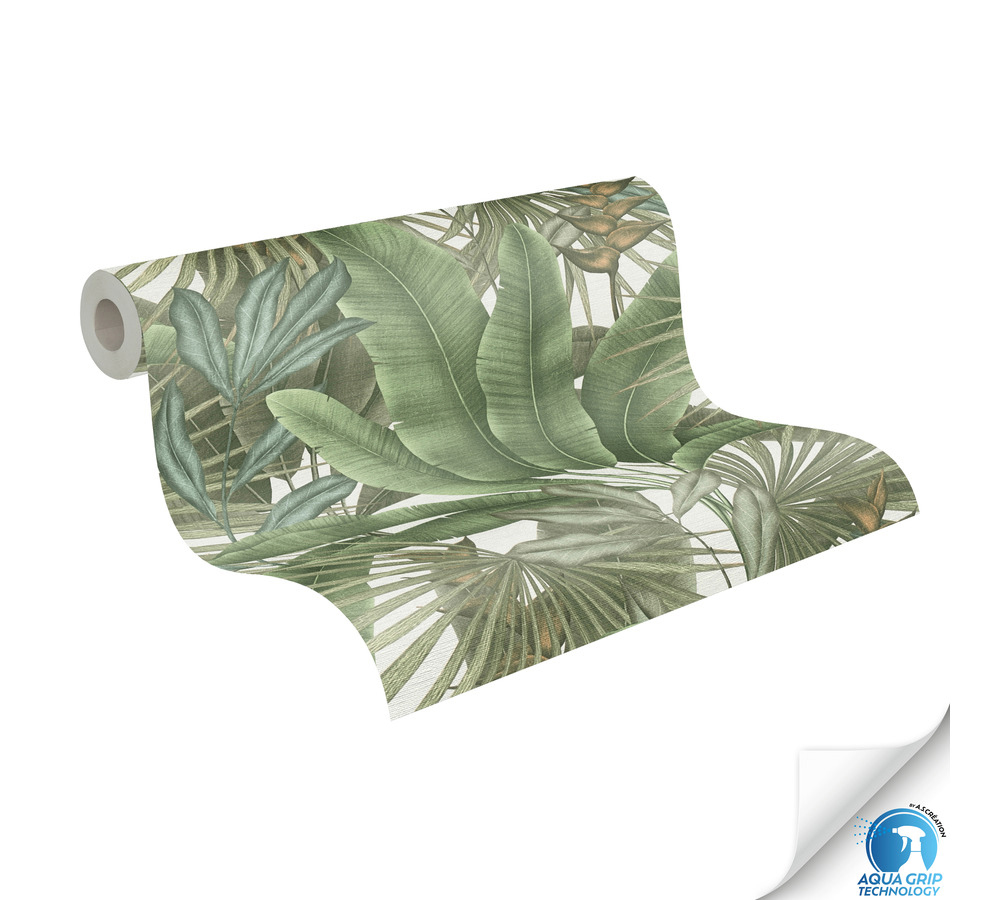 Papier peint préencollé Feuillage Jungle Amazonienne vert - Designdrop d'A.S. Création ROLL | Réf. AS-784511