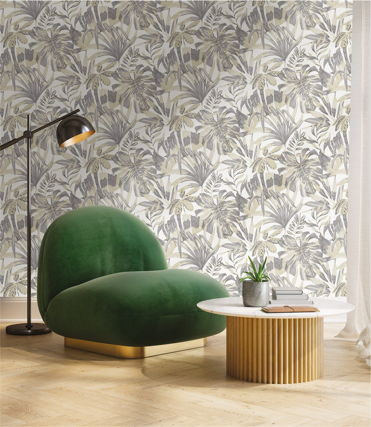 Papier peint Palmes Symphonie Tropical noir doré - Les Essentiels de Lutèce | Réf. LTC-51246009