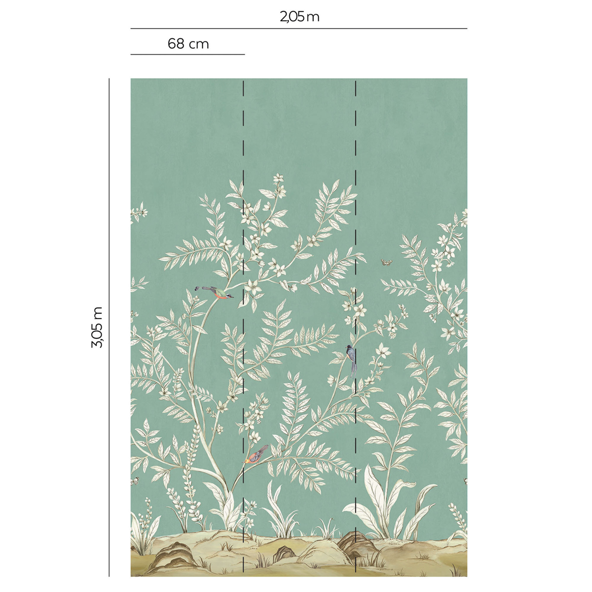 Papier peint panoramique Nature Vigne vert doux - Daisy Bennett d'Initiales AMBR | Réf. INI-DB30414M