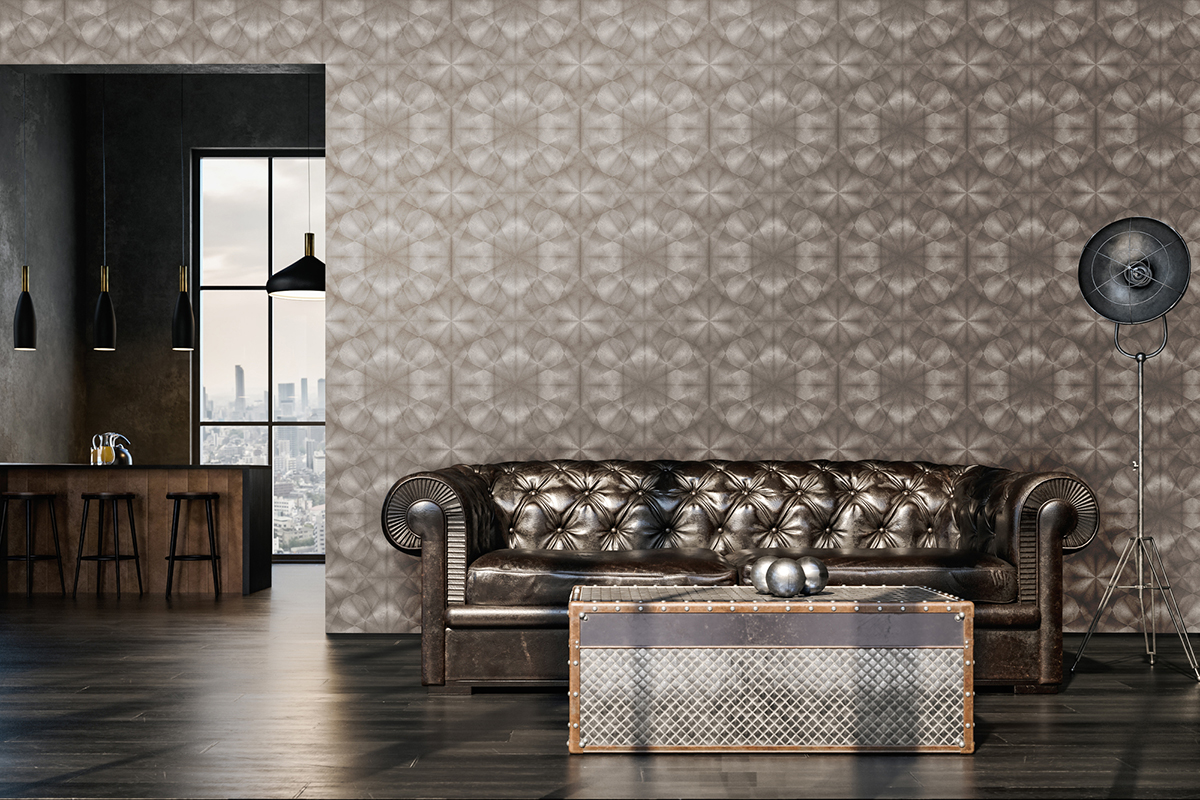 Papier peint Géométrique Diamant grège irisé - My Home My Spa d'A.S. Création | AMB Réf. SP15846