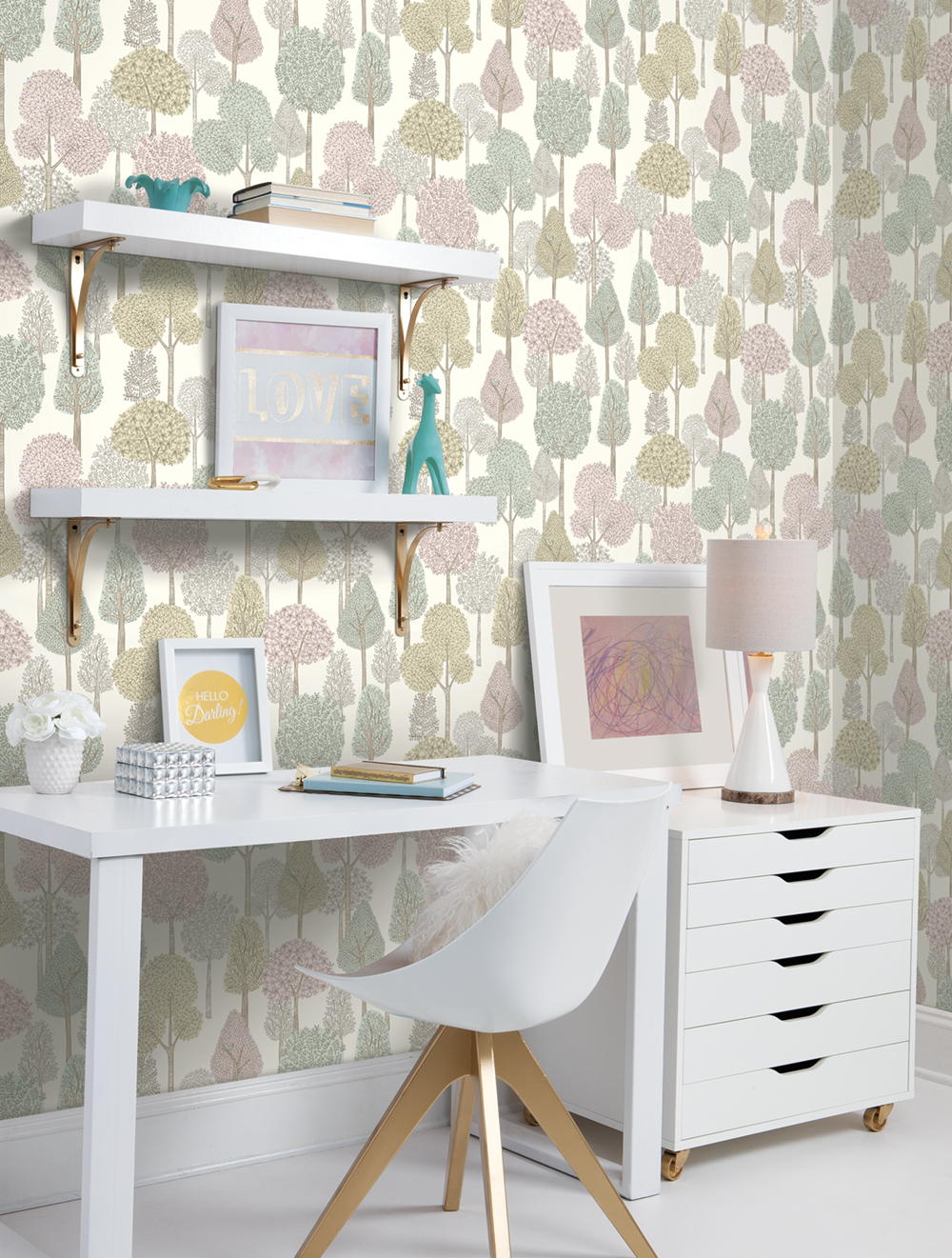 Papier Peint Destockage - Arbres colorés rose