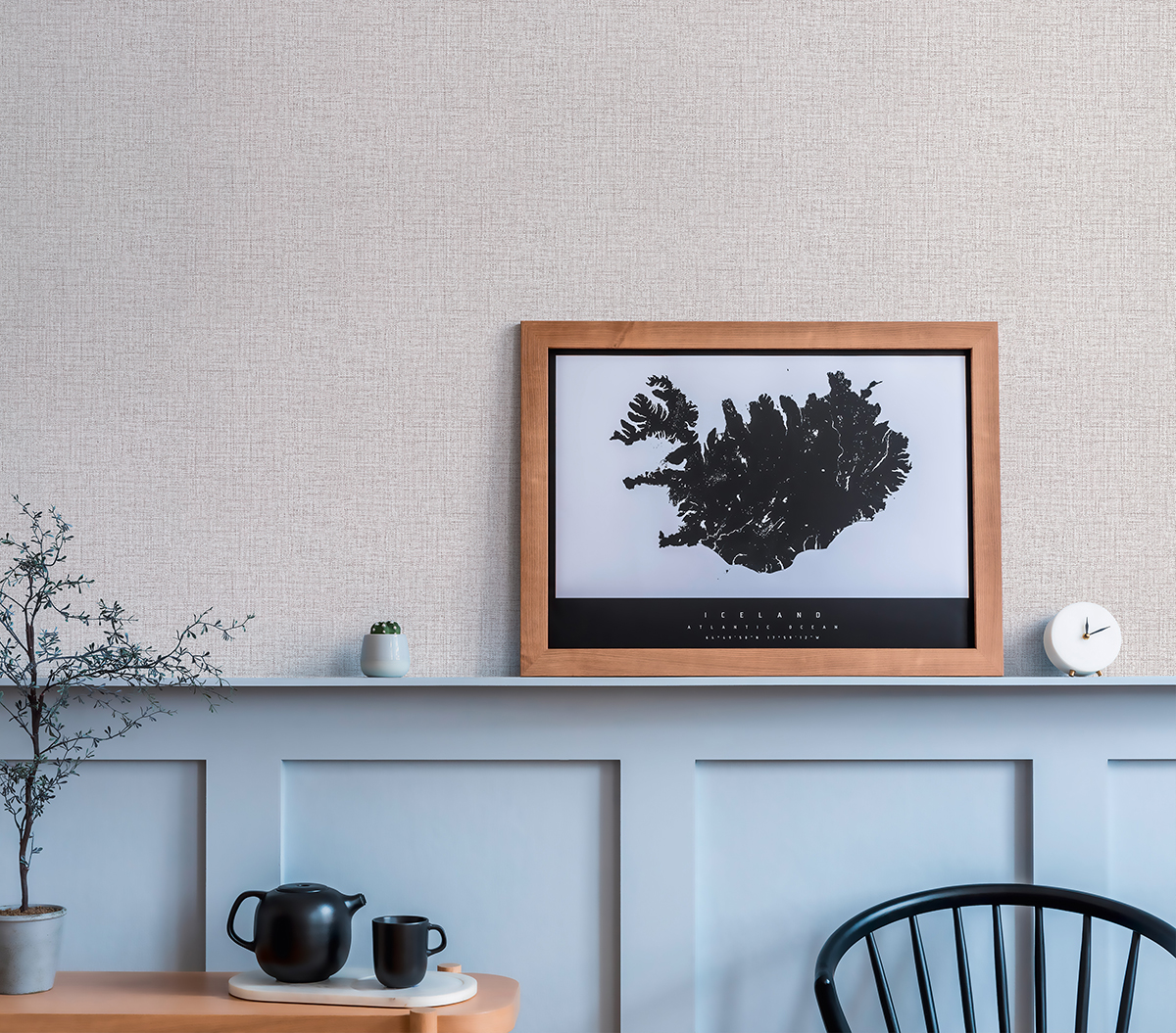 Papier peint Faux Uni Effet Jute brun et blanc - Desert Lodge de Livingwalls | Réf. 38528-1