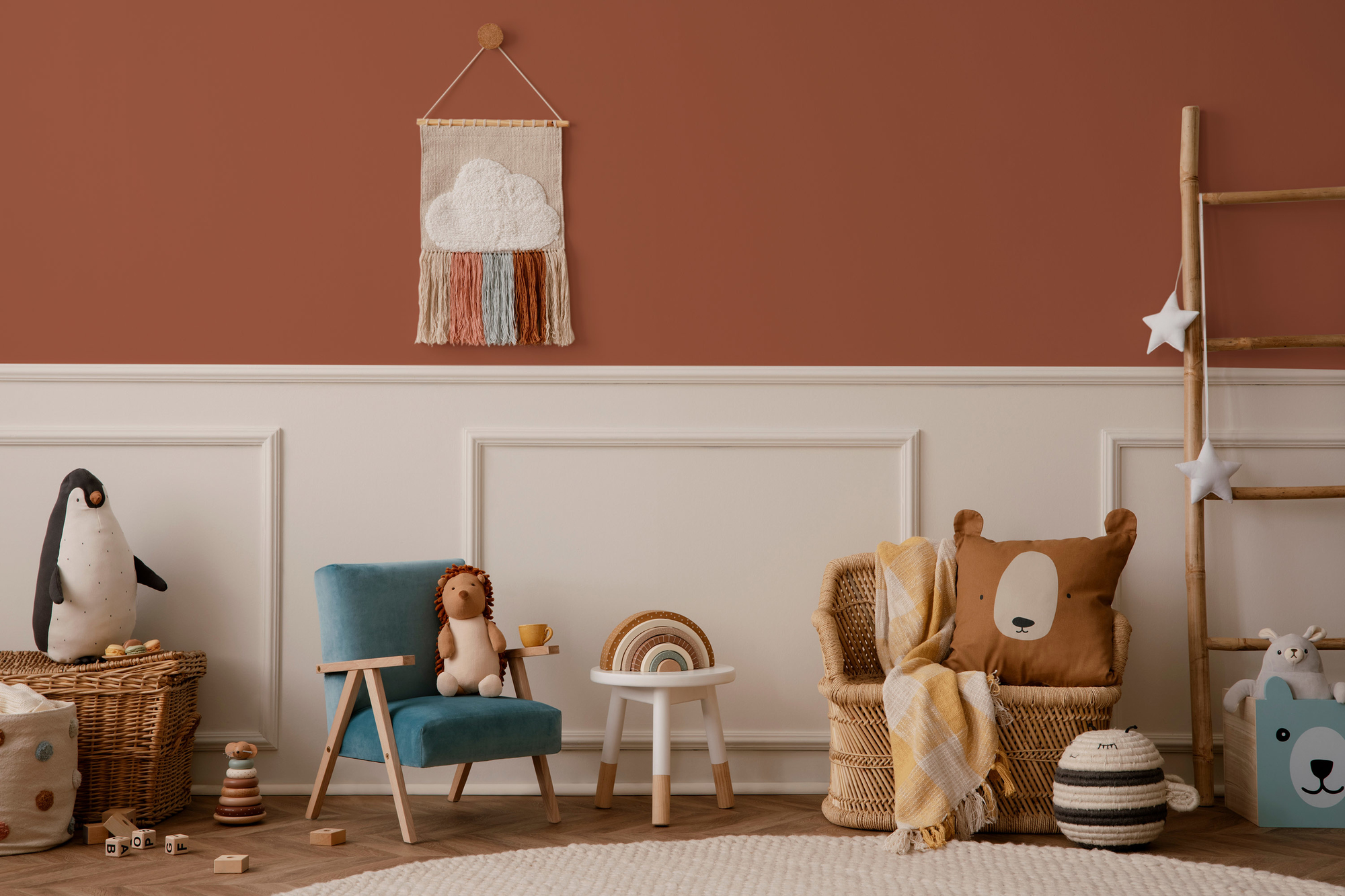 Photo numéro 2 d'une pièce avec un mur peint avec la peinture  Puro rouge dusty orange - c9008