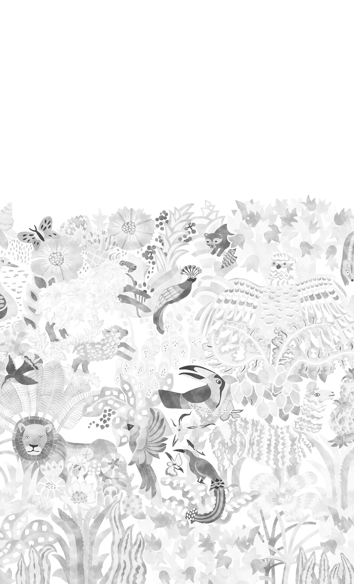 Papier peint panoramique Les 5 Continents Grisaille B - 5/6/7/8 - Isidore Leroy