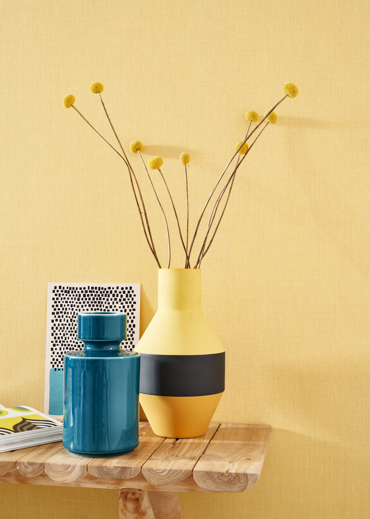 Papier peint Faux Uni Denim jaune citron - California de Casadéco | Réf. CALF87532222