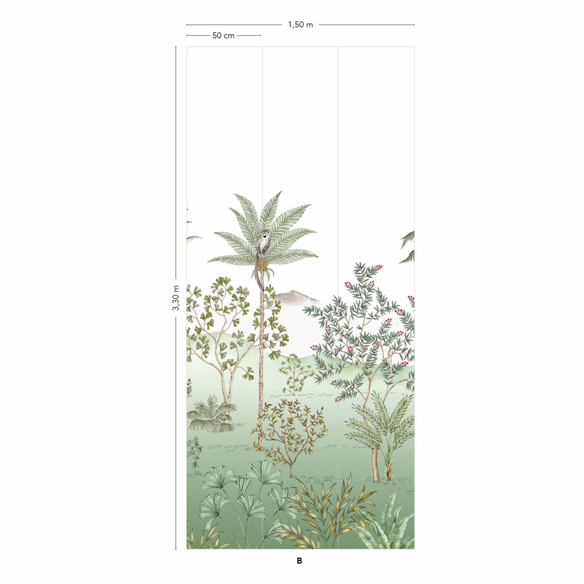 Papier peint panoramique Jardin Des Oiseaux Jade B - 4/5/6 - Isidore Leroy