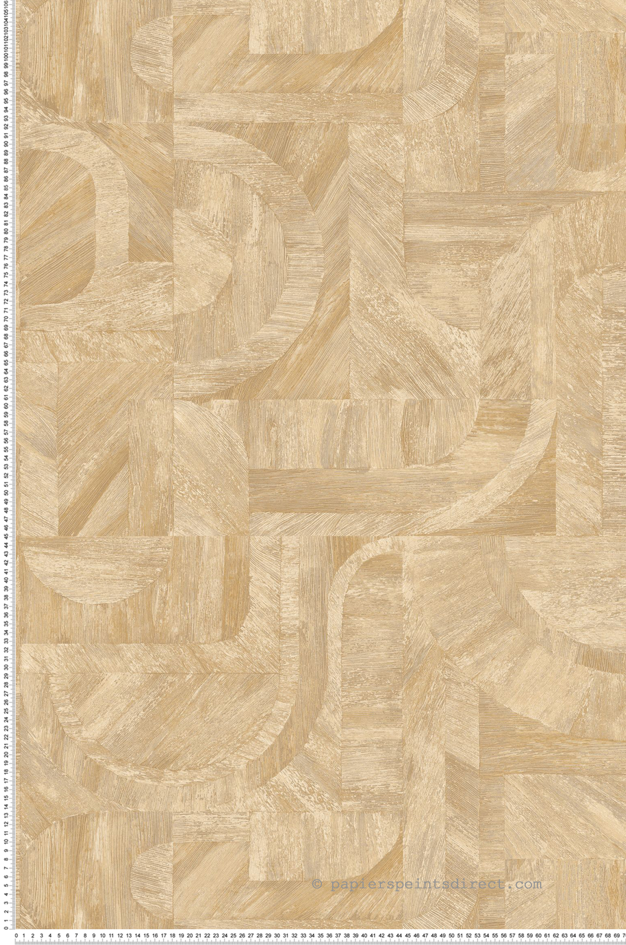 Papier peint Patchwork Ethnique Intarsia beige - Nature sur Mesure de Casamance | Réf. CAS-76870202