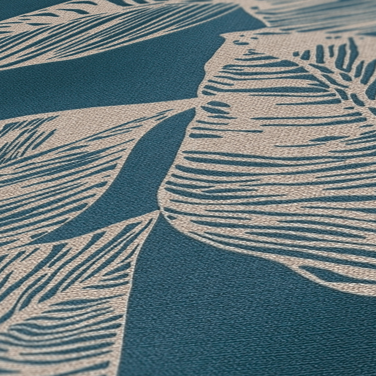 Papier peint Feuilles Stylisées Leaves bleu canard - Natural Living d'A.S. Création AMB4 | Réf. AS-386631