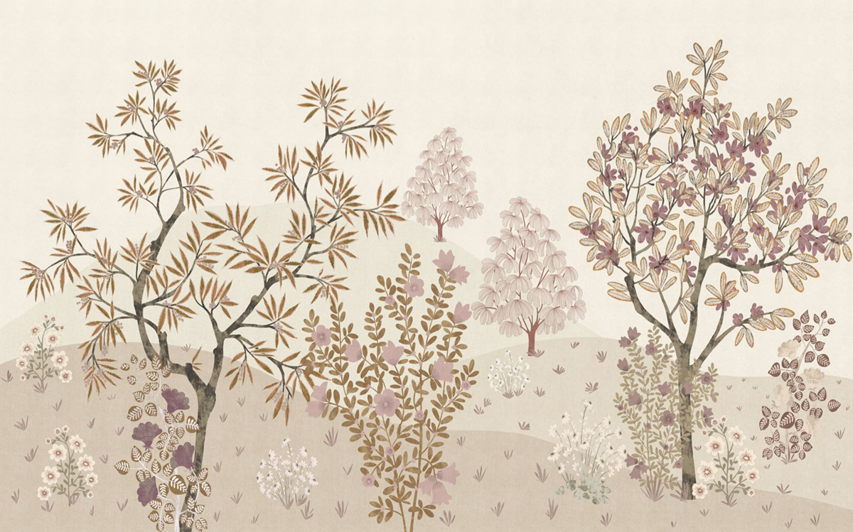 Papier peint panoramique Jardin Fleuri beige - Seasons de Komar