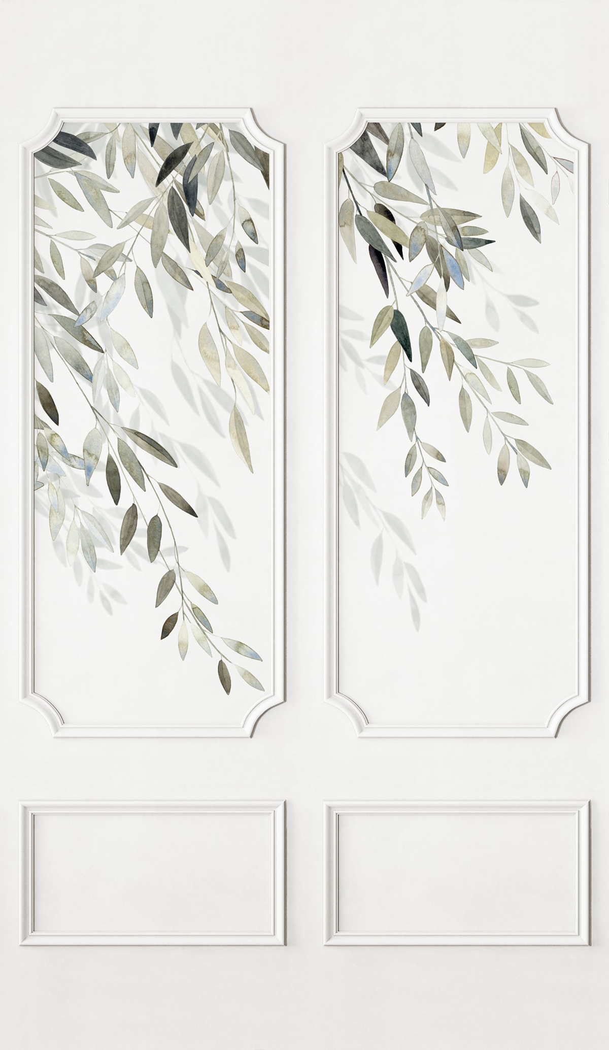 Papier peint panoramique Moulure Parfum d'Olivier vert - Moulures & Co de Casadéco | Réf. MOCO201417244