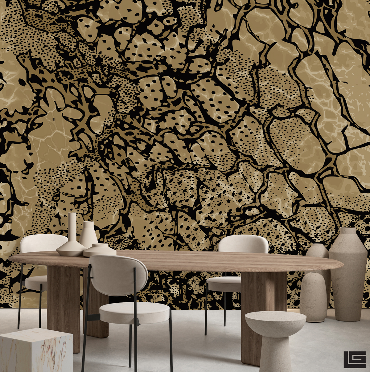 Papier peint panoramique Imprimé Reptile ocre - Guy Laroche de Lutèce | Réf. LTC-51247108