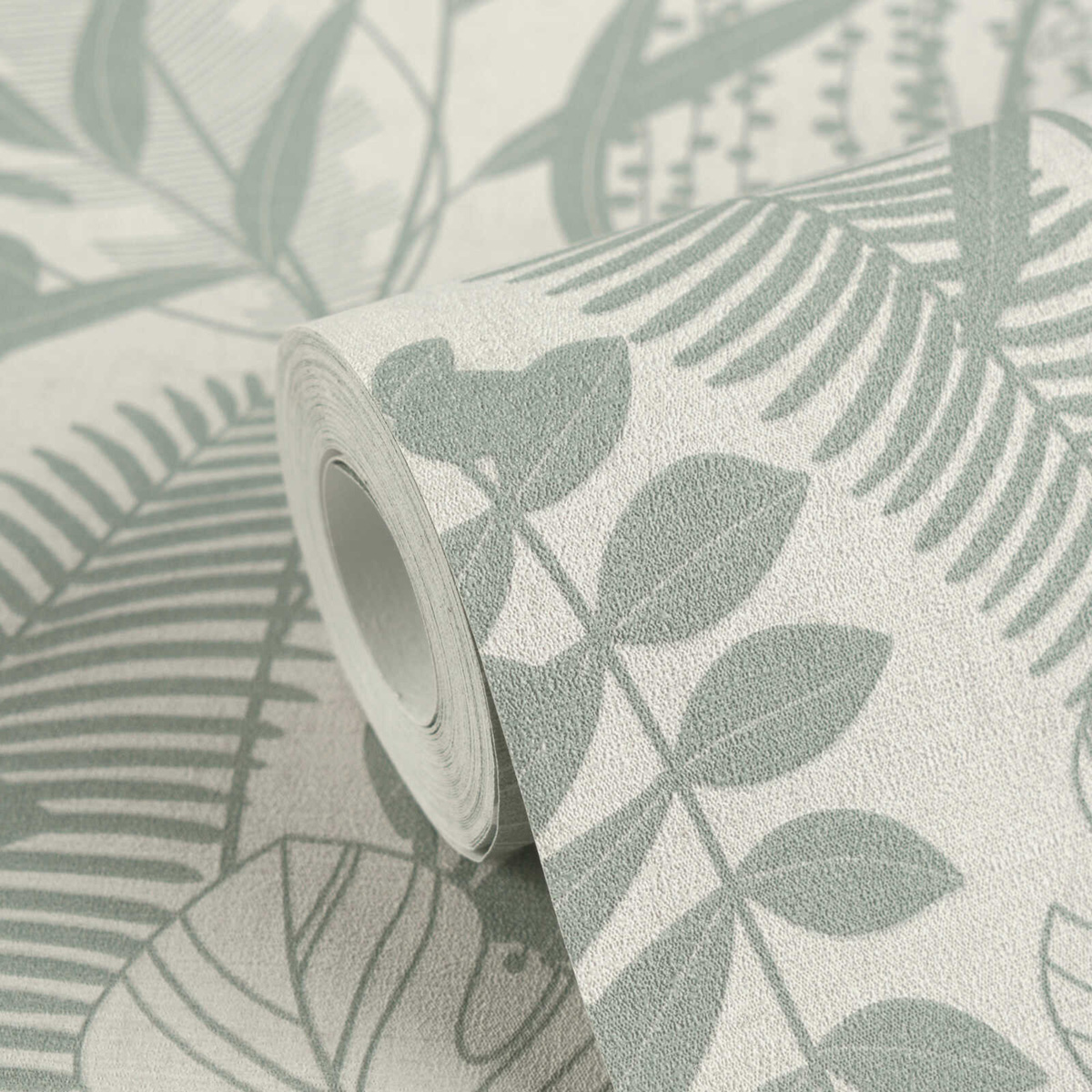 Papier peint Nature Palm Leaves vert d'eau - Cuba 2 d'A.S. Création ROLL | Réf. AS-791642