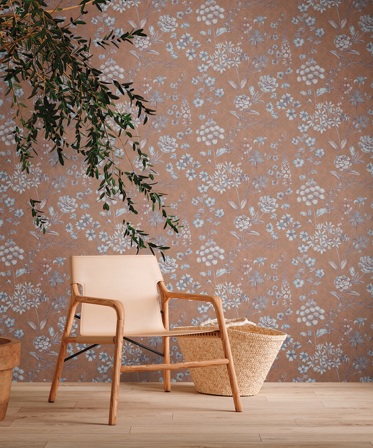 Papier peint Fleuri Blooming terracotta - Metropolitan Stories 3 d'A.S. Création AMB2 |  Réf. AS-391173