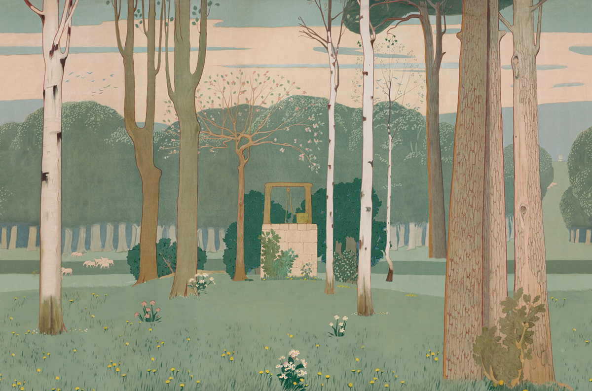 Papier peint panoramique Nature Puits Country vert - Panorama 2 de Lutèce | Réf. LTC-PAN1491C