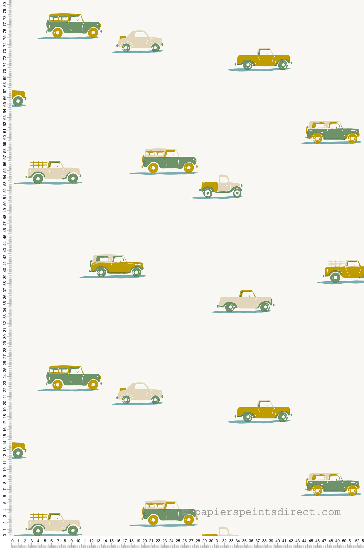Papier peint Voiture Pick Up vert ocre - Happy Kids Club de Casélio | Réf. HKC107570727