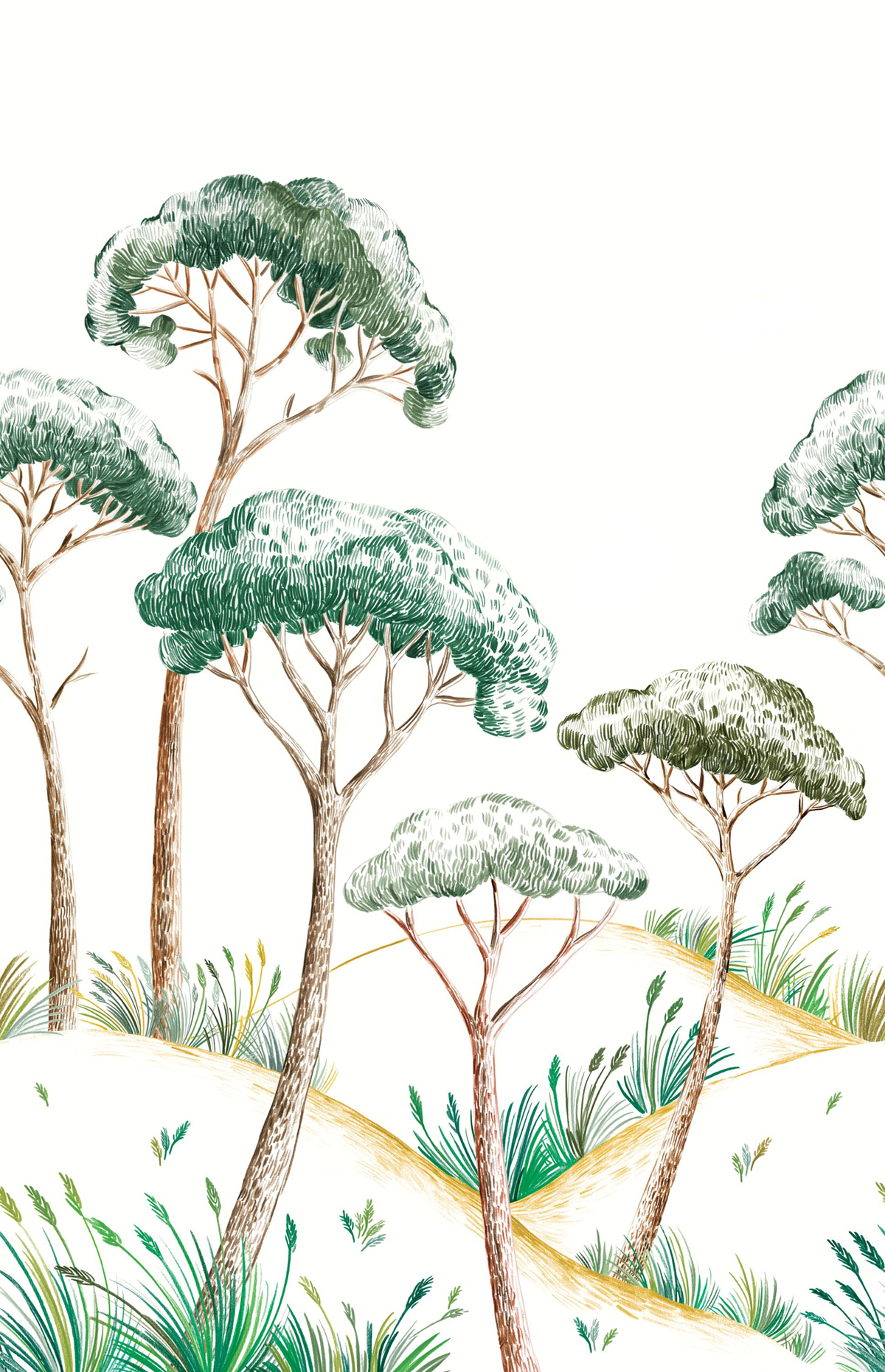 Papier peint panoramique Paysage Pinea vert L 200X310 - Azur de Casélio | Réf. AZU105497004