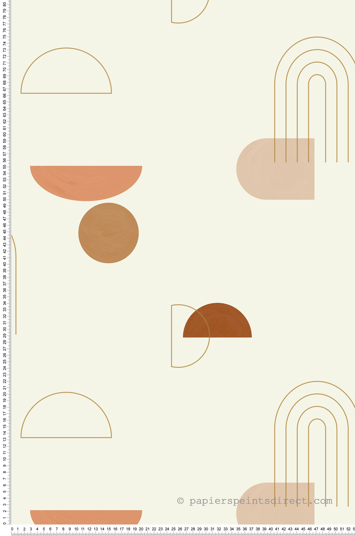 Papier peint Géométrique Turn Around blanc et doré - Around de Casélio | Réf. ARN102914021