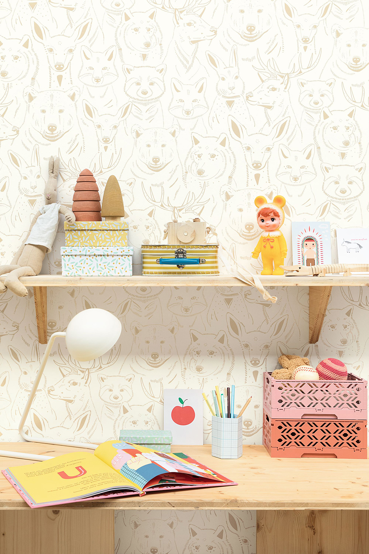 Papier peint Têtes Animaux ocre - Autour du Monde de Casélio AMB2 | Réf. ADM103521012