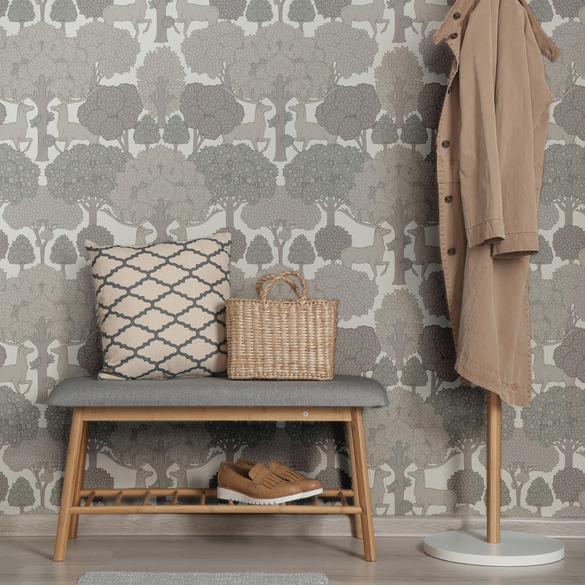 Papier peint Animaux Forest of Arden gris - Beaux Arts de Lutèce | Réf. LTC-M1853