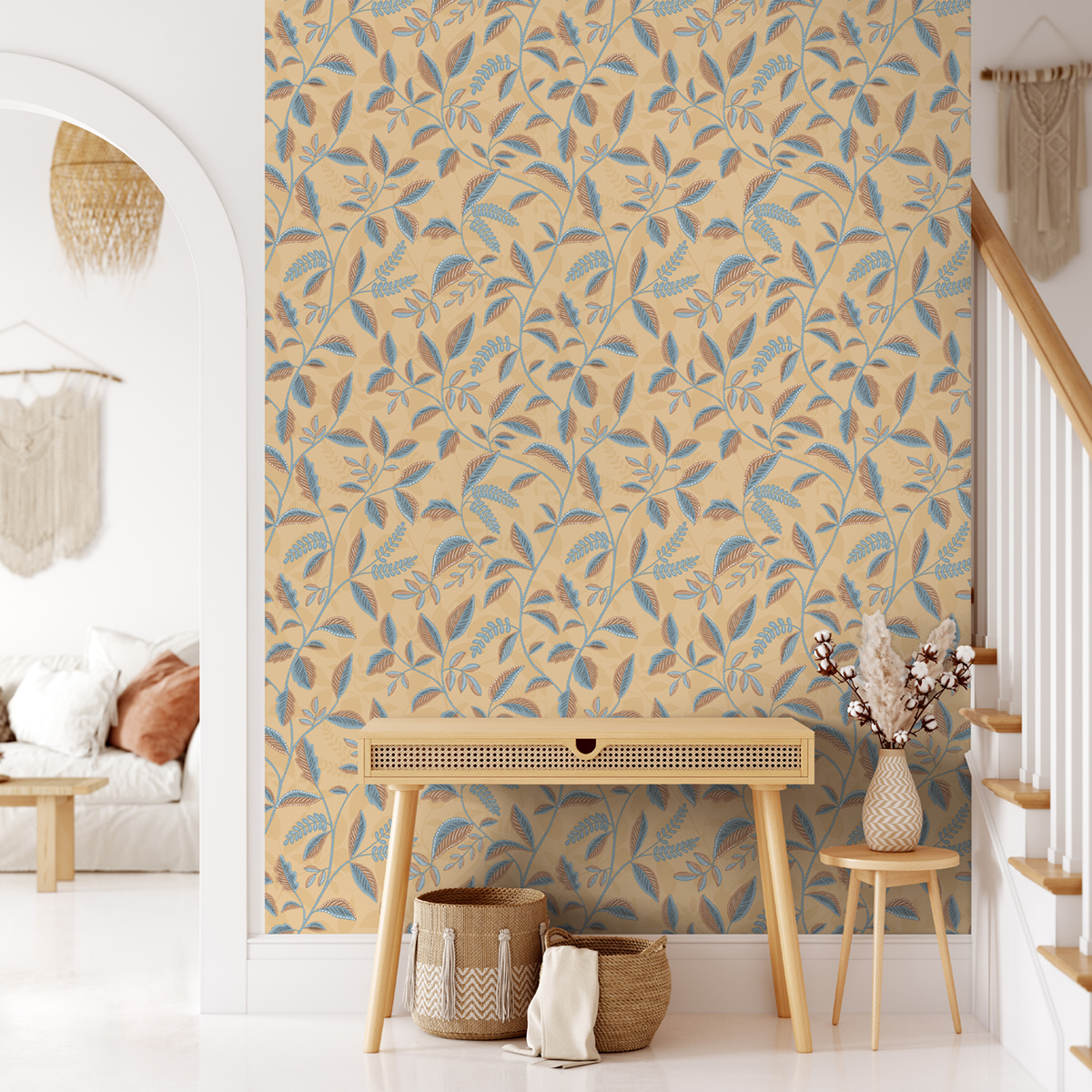 Papier Peint Feuillage Wax jaune - Nomade d'Ugépa | Réf. UGP-M66007