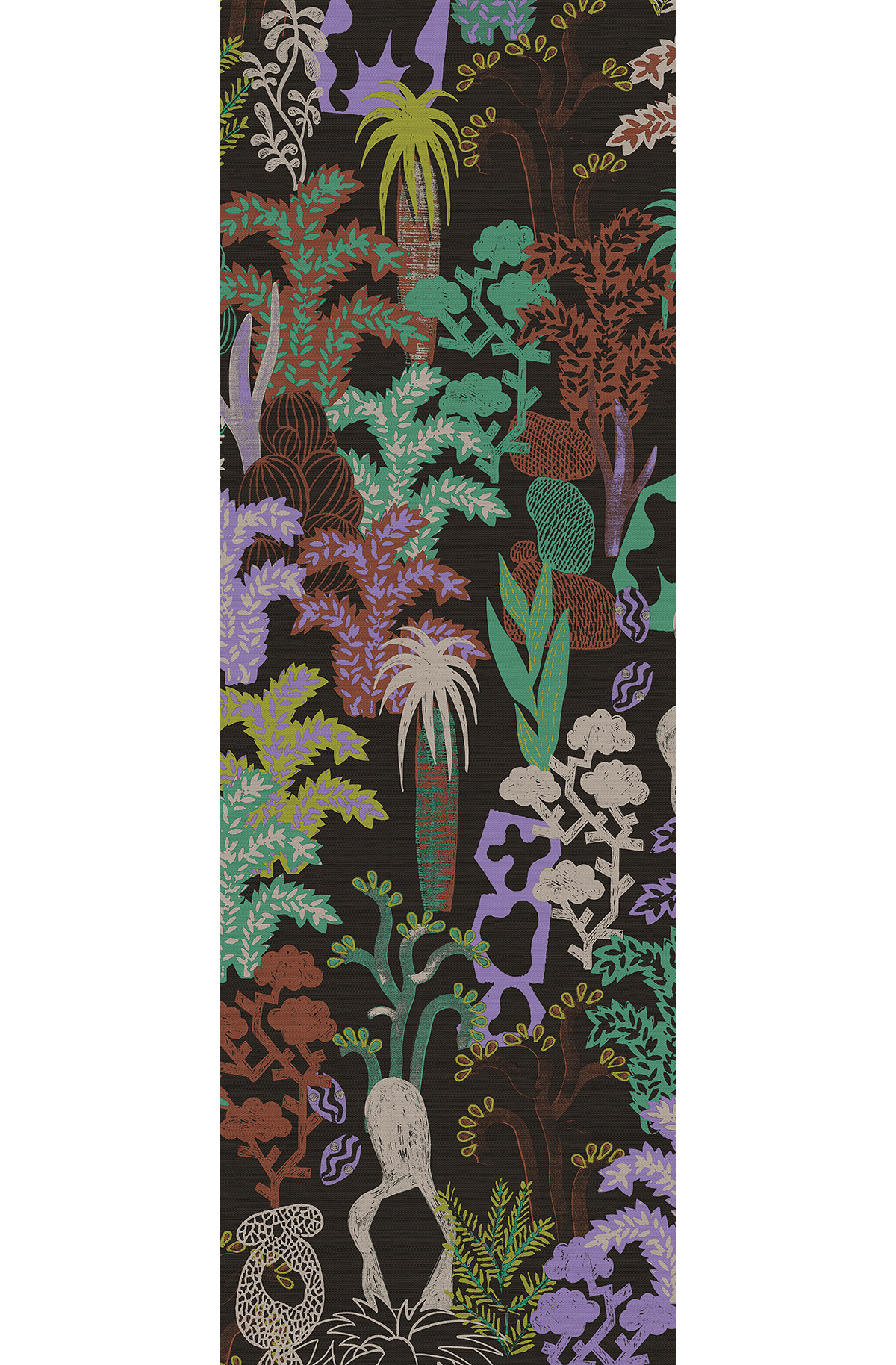 Papier peint panoramique Jungle Ethnique Baya parme - C H260 - Joy de Masureel | Réf. MAS-DGJOY3023-260