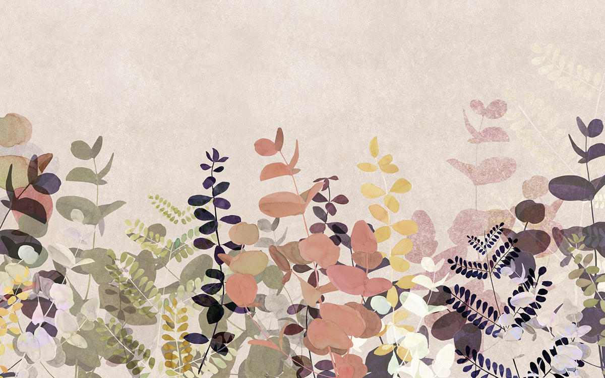 Papier peint panoramique Feuille Foggy Shrub - Papier peint Komar Pure 2