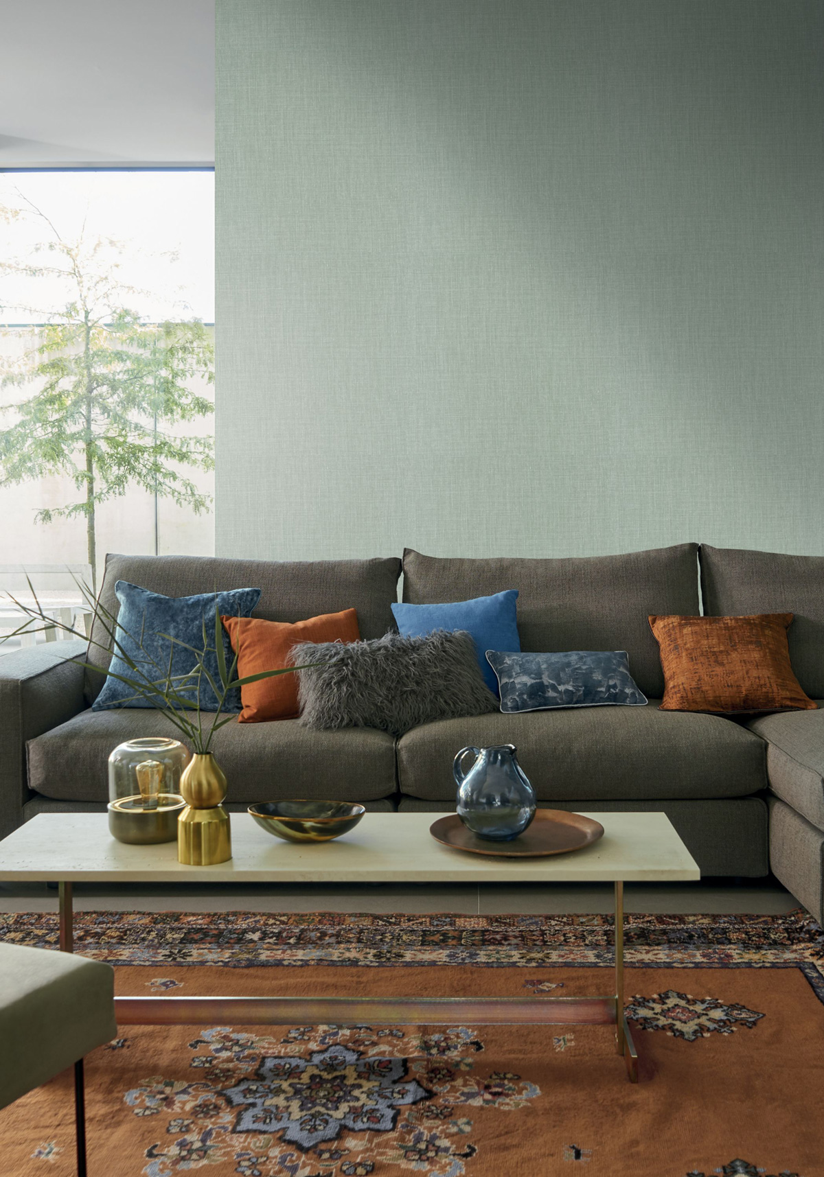 Papier peint Lin Shinok vert sauge - Le Lin 2 de Casamance | Réf. CAS-73816304