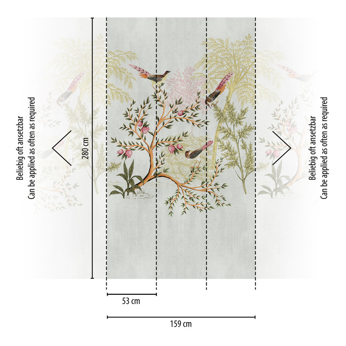Papier peint panoramique Oiseau Charme Arbre - The Wall 3 d'A.S. Création AMB3 | Réf. AS-398741