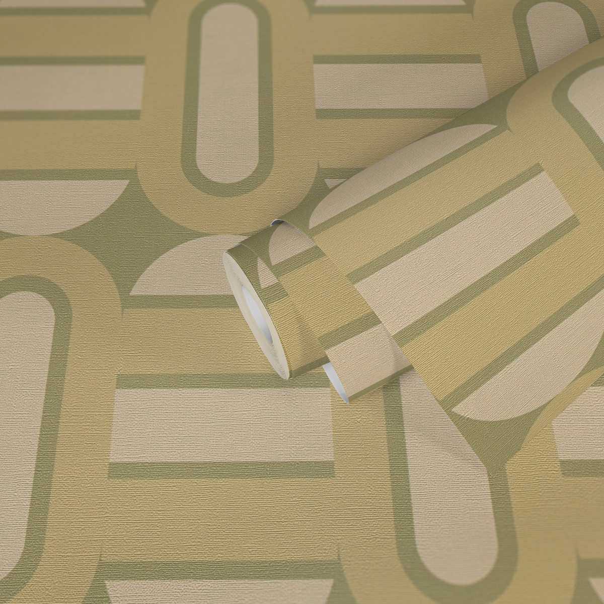 Papier peint Art Déco Géométrique vert beige - Retro Chic d'A.S. Création | Réf. AS-395361