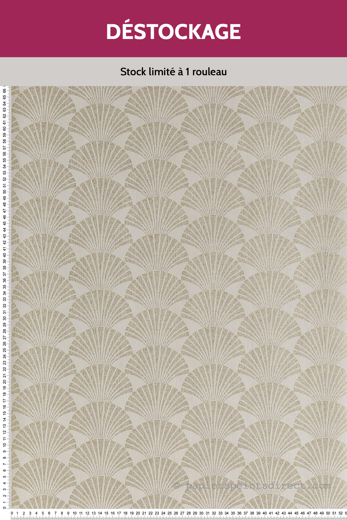 Papier Peint Destockage - Art déco Palm Pearl blanc/or - Scarlett
