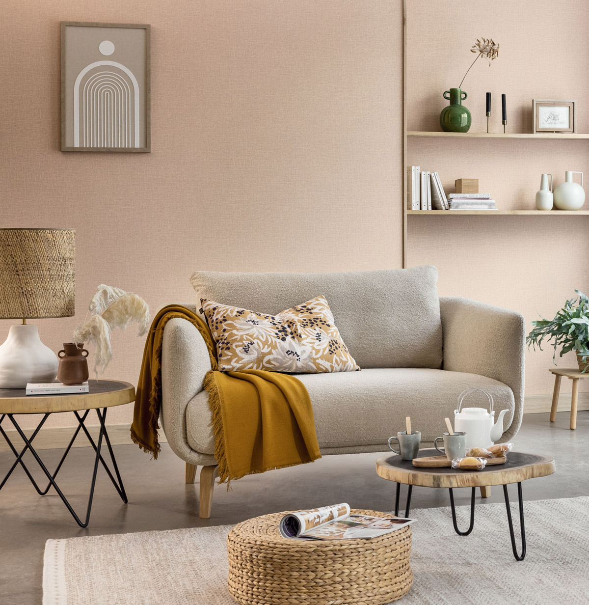 Papier peint Effet Toile de Jute biscuit - Reliefs de Casélio | Réf. RLF104011474